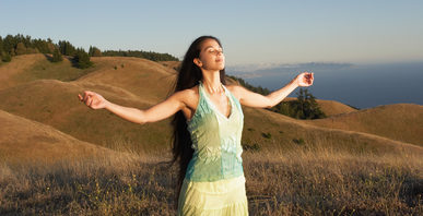 Woman connecting with Nature